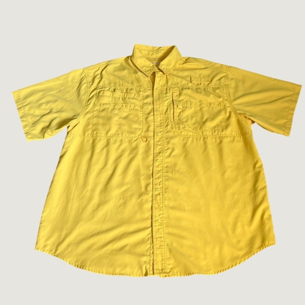 Reel Legends Saltwater II Mustard Yellow Performance Fishing Shirt, XL, UPF 50+